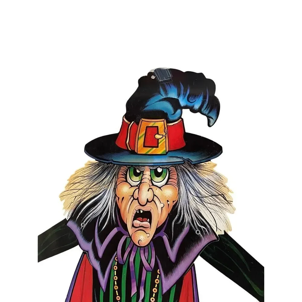Vintage 1988 BEISTLE 40” Halloween WITCH Die Cut Jointed Hinged Decoration
